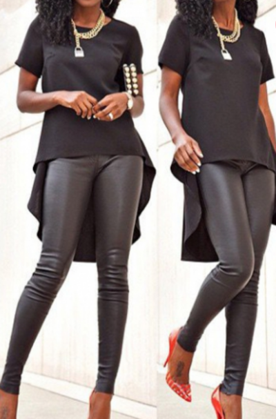 Short Sleeve High-Low Blouse