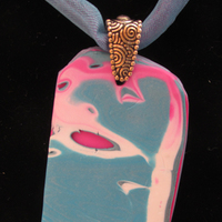 Layered teal polymer clay pendant - Thumbnail 2