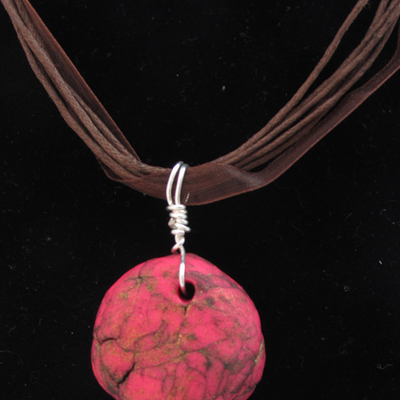 Round faux red turquoise pendant