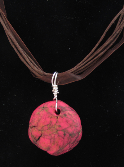 Round faux red turquoise pendant
