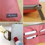 Bag inside Bag PINK Travel Insert Handbag w/ Zipper Large Liner Organizer Purse - Thumbnail 2
