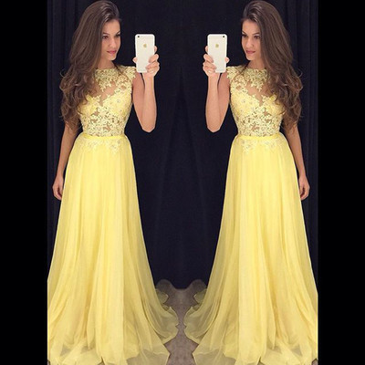 Yellow prom dress cocktail party dress long to floor pst0624