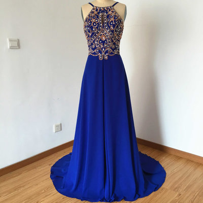 Long dress for prom with halter neckline pst0626