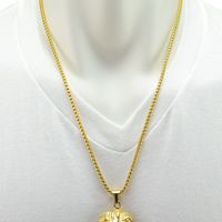 Lion Head Pendant With Stainless Steel Cuban Link Chain Necklace 30in - Thumbnail 1