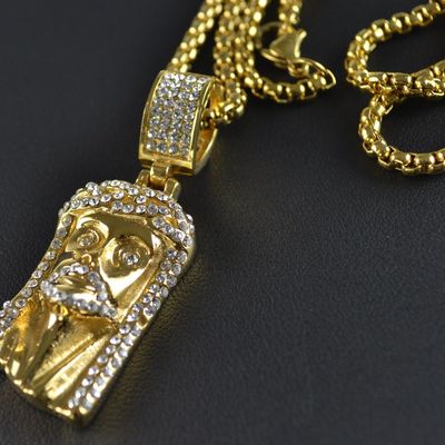 Jesus piece with stainless steel with link chain necklace 24"