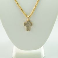 Mini Micro Cross Pendant With Stainless Steel Chain Necklace - Thumbnail 3