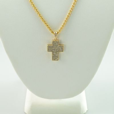 Mini micro cross pendant with stainless steel chain necklace