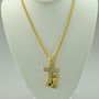 Cross Pendant With Stainless Steel With Chain Necklace Link Chain 24"-2