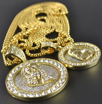 Jesus Piece Medallion and Stainless Steel Pendant With Chain Set 