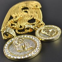 Jesus Piece Medallion and Stainless Steel Pendant With Chain Set 