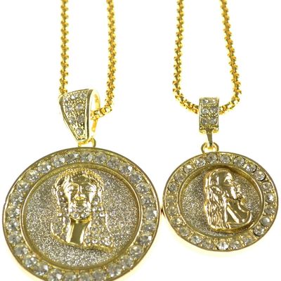 Jesus piece medallion and stainless steel pendant with chain set 