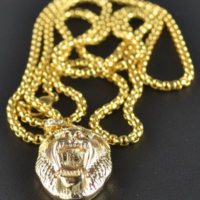 Mini micro lion head and stainless steel chain necklace 