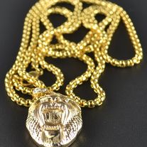Mini Micro Lion Head and Stainless Steel Chain Necklace 