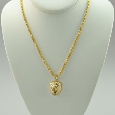 Mini micro lion head and stainless steel chain necklace 