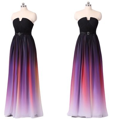 Long strapless gradient a line prom gowns pst0010