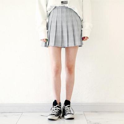 Free shipping korean style checkered plaids uniform pleated skirt - Thumbnail 5