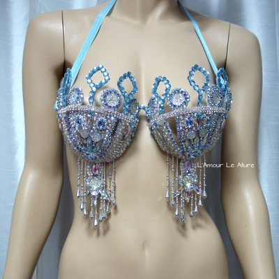  ice queen samba bra cosplay dance costume rave bra rave wear halloween burlesque show girl - Thumbnail 5