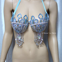  Ice Queen Samba Bra Cosplay Dance Costume Rave Bra Rave Wear Halloween Burlesque Show Girl - Thumbnail 2