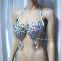  Ice Queen Samba Bra Cosplay Dance Costume Rave Bra Rave Wear Halloween Burlesque Show Girl - Thumbnail 3