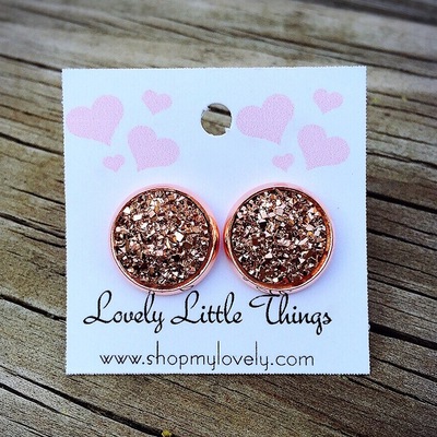 12mm Rose Gold Studs with Dark Rose Gold Setting