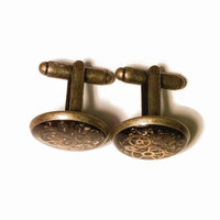 As Seen at GBK's 2015 MTV Movie Awards Gift Lounge Brass Silver or Gold Steampunk Cufflinks with real recycled watch parts - Thumbnail 1