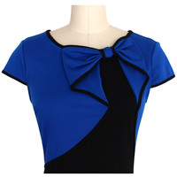 Elegant Blue Pencil Dress - Thumbnail 2