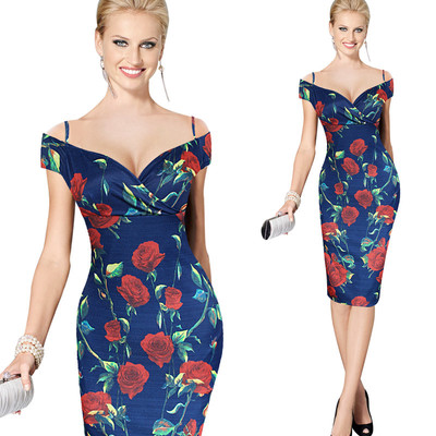 Off shoulder blue floral dress