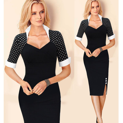 Black Polka Dot Sleeve Dress