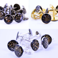 As Seen at GBK's 2015 MTV Movie Awards Gift Lounge Brass Silver or Gold Steampunk Cufflinks with real recycled watch parts - Thumbnail 1