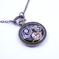 As Seen at GBK's 2015 MTV Movie Awards Gift Lounge Steampunk Necklace Brass Pendant made with real recycled watch parts - Thumbnail 1