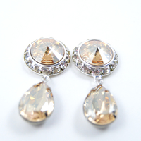 5/8 9/16 1/2 1 PAIR Golden Shadow Silver Dangle Hanging Ear Plugs Gauges Tunnels or Studs Made With SWAROVSKI Elements - Thumbnail 2