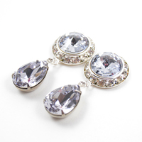 5/8 9/16 1/2 1 PAIR Smoky Mauve Silver Dangle Hanging Ear Plugs Gauges Tunnels or Studs Made With SWAROVSKI Elements - Thumbnail 1