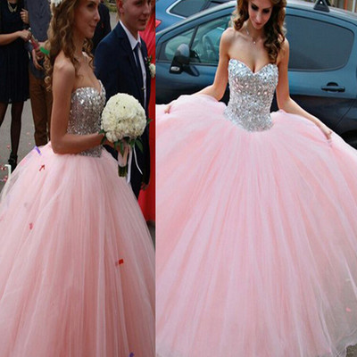 Sweetheart tulle beading modest ball gown prom dress quinceanera dress sweet 16 dresses