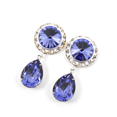 5/8 9/16 1/2 tanzanite silver dangle hanging ear plugs gauges tunnels or studs made with swarovski elements