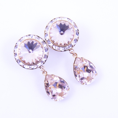 5/8 9/16 1/2 light silk and gold dangle hanging ear plugs gauges tunnels or studs made with swarovski elements