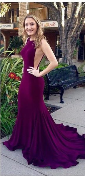Mermaid Bodycon Royal Sexy Backless Purple Prom Dresses 2016 Burgundy Long Evening Dress