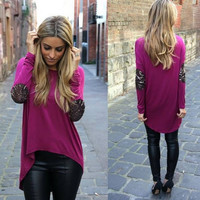 Loose Long-Sleeved Round Neck T-Shirt   91408 - Thumbnail 3