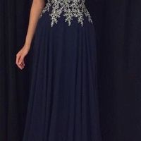 Sweetheart Neck Black Chiffon Prom Dresses Silver Lace Appliqued Formal Dresses pst0681 - Thumbnail 1