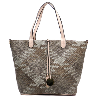 Woven printed shopper tote
