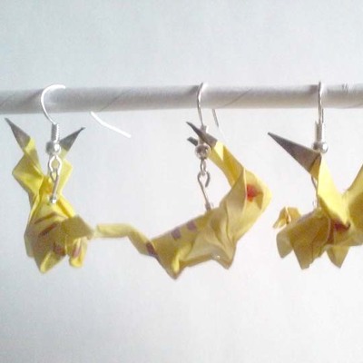 Origami earrings: Pikachu