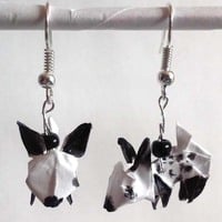 Origami Rabbit earrings: Black and white - Thumbnail 1