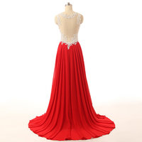 Amazing Mermaid lace backless long chiffon bridesmaid dresses,red bridesmaid dress - Thumbnail 1