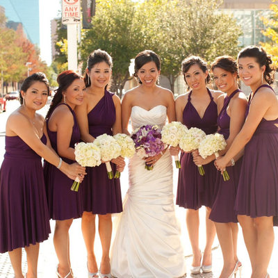 Different styles short knee length beauty chiffon purple bridesmaid dress,short bridesmaid dress - Thumbnail 5