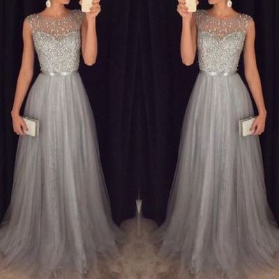 Gray prom dress, charming prom dress, long prom dress, 2016 online prom dress, party dress, bd15868 - Thumbnail 4