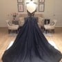 black prom dress,black prom dress, A-line prom dress, v-neck prom dress gown, party dress, BD15890-2