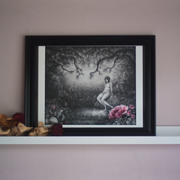 Beaktande en ros - Giclee Fine Art Print - Thumbnail 2