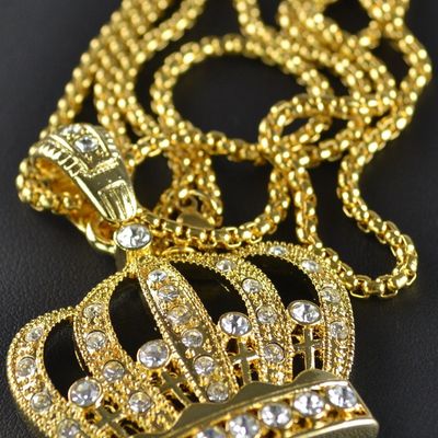 Crown pendant and  stainless steel chain necklace