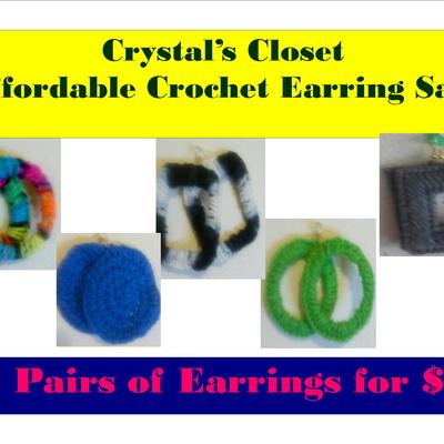 5 pair of crochet earrings for $5