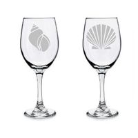 Etched Beach Theme Wine Glass - Thumbnail 1