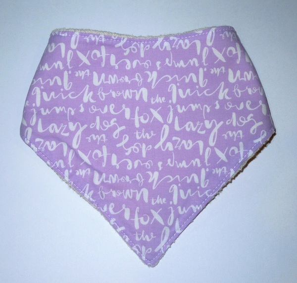 Organic Bandana Bib - Purple Script